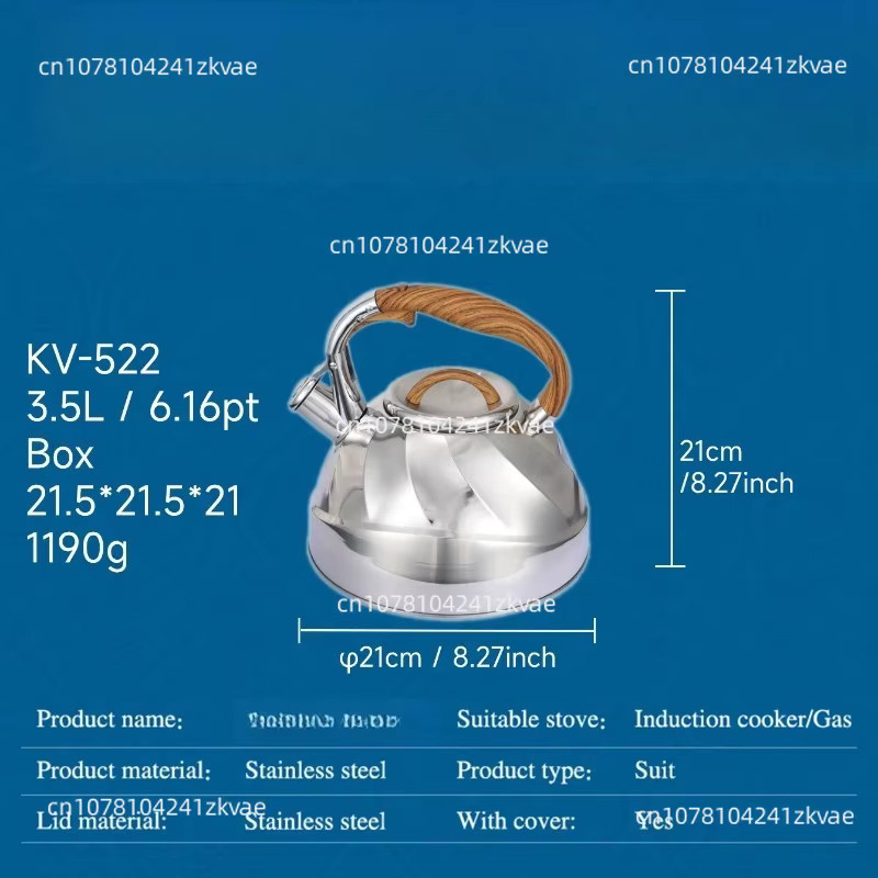 KV-522 Edelstahl-Wasserkocher mit Pfeifsignal in Silber, universeller Pfeifenkessel für Gas- und Induktionsherde - Bild 2