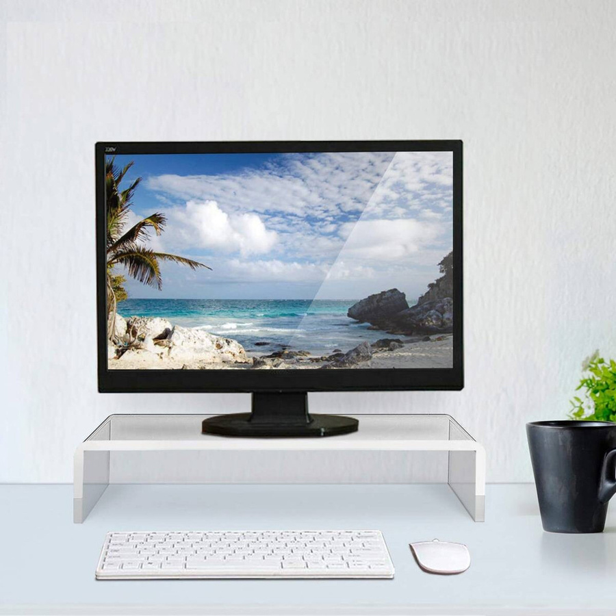 HOMCOM Ergonomischer Monitorständer aus Acryl für Laptop und PC, transparent, B/T/H: 53 x 19 x 9 cm - Bild 2