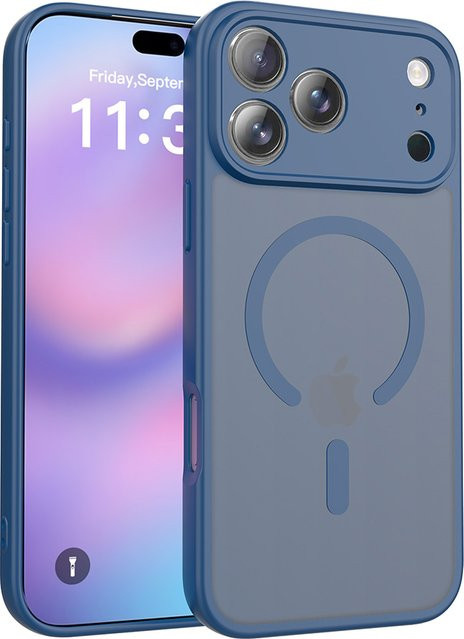 SLUTLI MagSafe Handyhülle für iPhone, matt und durchscheinend, stoßfest, Farben: Transparent und Grau - Bild 1