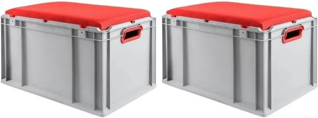 PROREGAL SparSet 2 x Eurobox NextGen Seat Box Rot, Eurobehälter mit verstärktem Boden aus Kunststoff, H x B x T: 36,5 x 40 x 60 cm - Bild 1