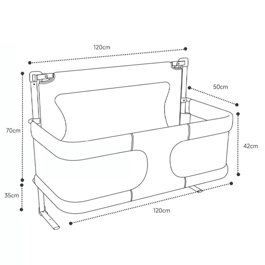 Baby-Beistellbett als Elternbett-Erweiterung in Grau mit Bettgitter, B/L: 120 x 50 cm - Bild 2