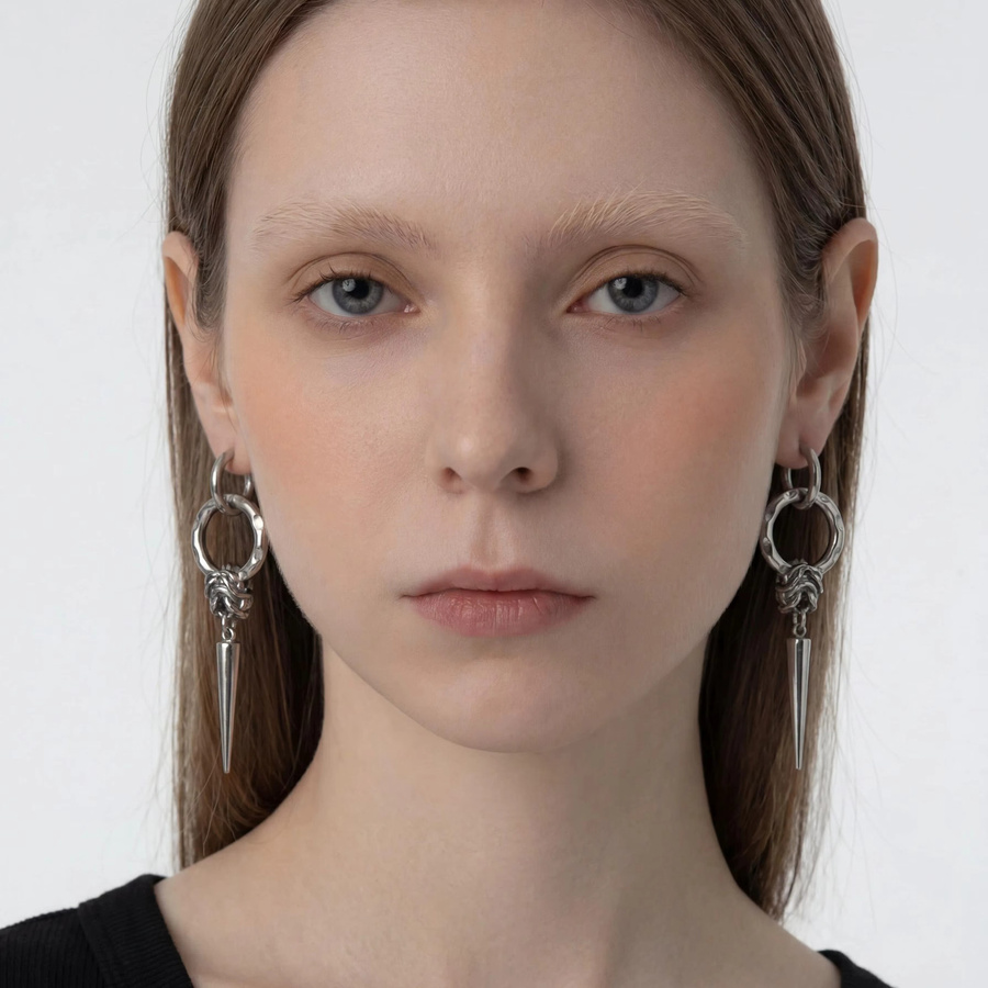 EDY STONE Ohrhänger Edelstahl, Silber, Unisex - Bild 1