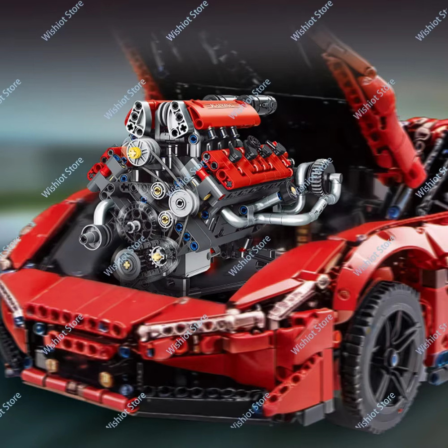 wishiot V8 Motor Modell Set, Baustein, mit LED Licht, 660 Teile - Bild 3