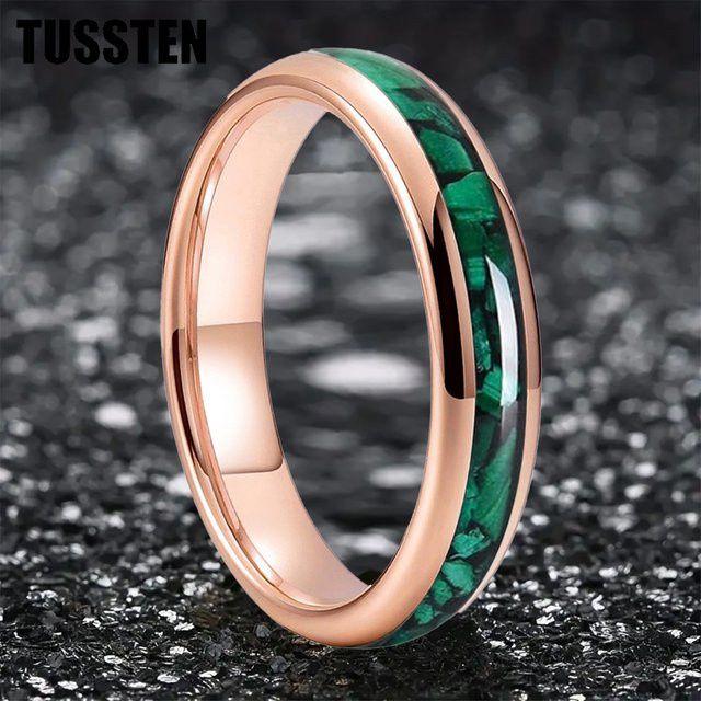 TUSSTEN Ehering, Roségold, Malachit, Unisex - Bild 1