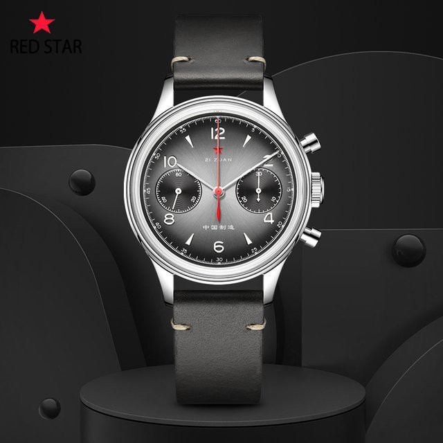 Red Star Chronograph, Handaufzug, Edelstahl, 38 mm, Grau, Herren - Bild 1