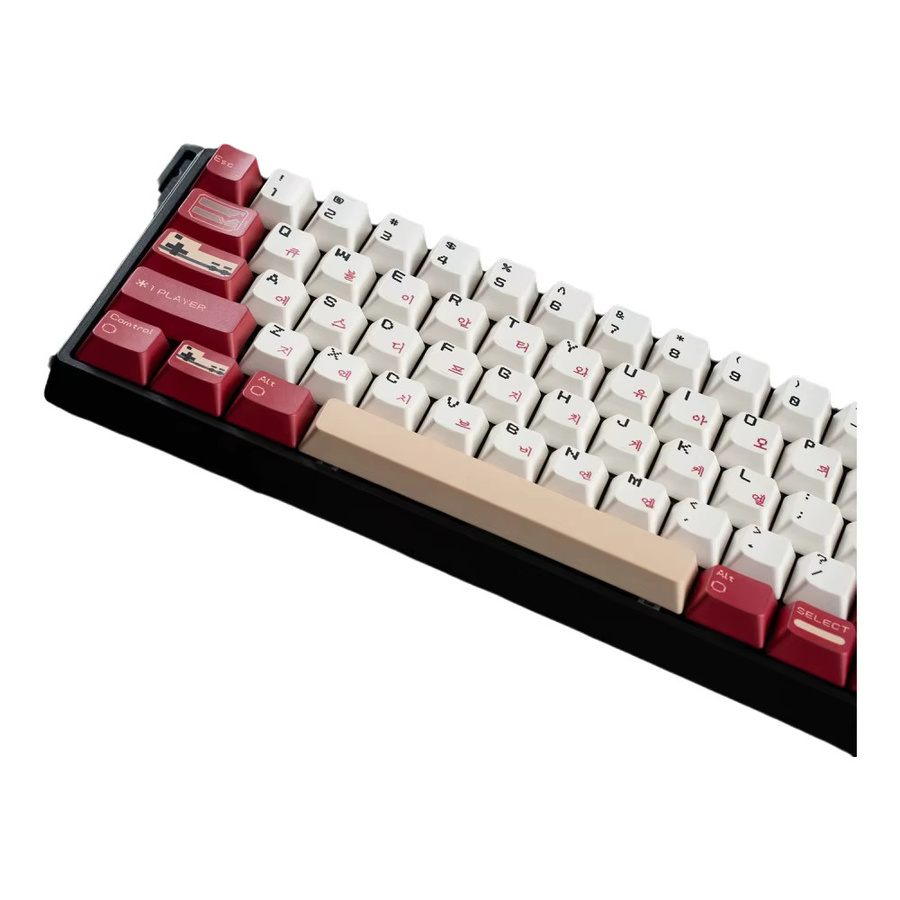 TROVANCO Retro Tastenkappen Set mit Koreanischem Hangul, PBT Material, FC Profil für MX Switches, Rot Weiß Braun, 120 Tasten - Bild 3