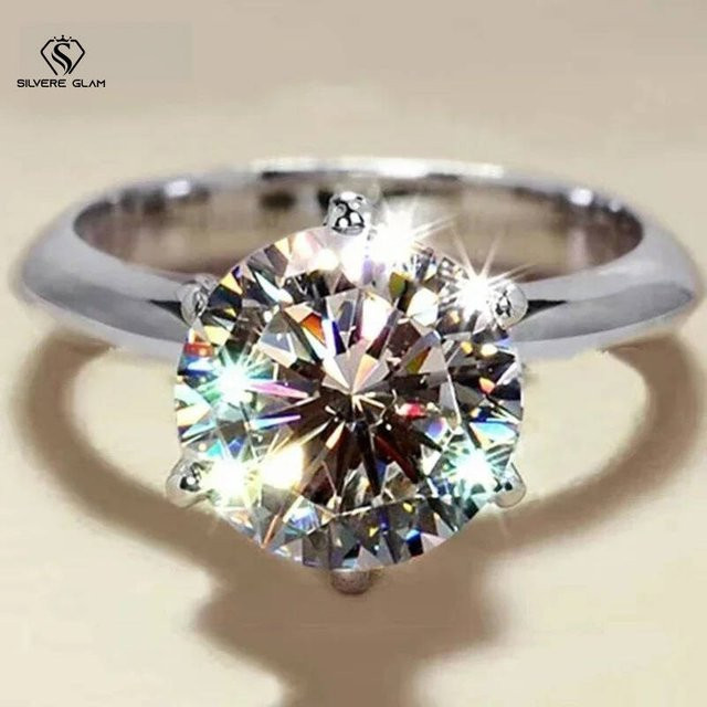 TY Solitärring, Moissanit, Diamant, Silber, Damen, Verlobung - Bild 1