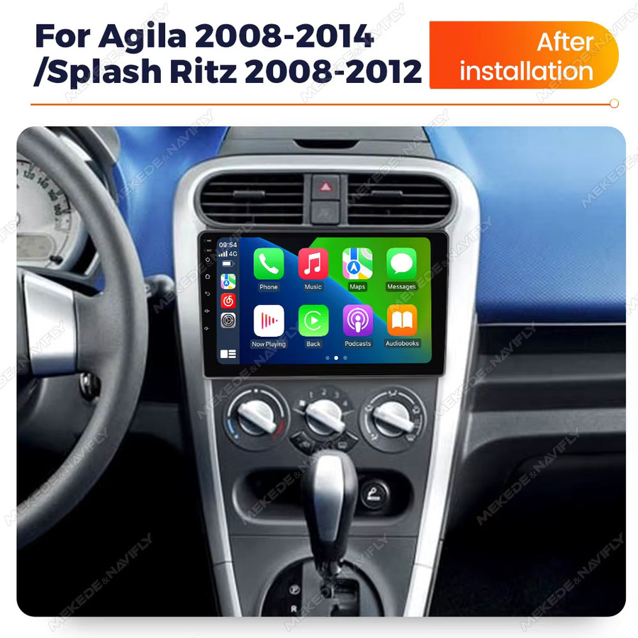 NaviTree Android 14 Auto Radio mit 9 Zoll Display für Opel Agila und Suzuki Splash oder Ritz (2008-2014), CarPlay, GPS, WiFi, Bluetooth, Schwarz - Bild 2