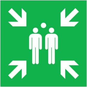SafetyMarking Fluchtwegschild Sammelstelle aus Aluminium in Grün, B: 60 cm, H: 60 cm, langnachleuchtend - Bild 1