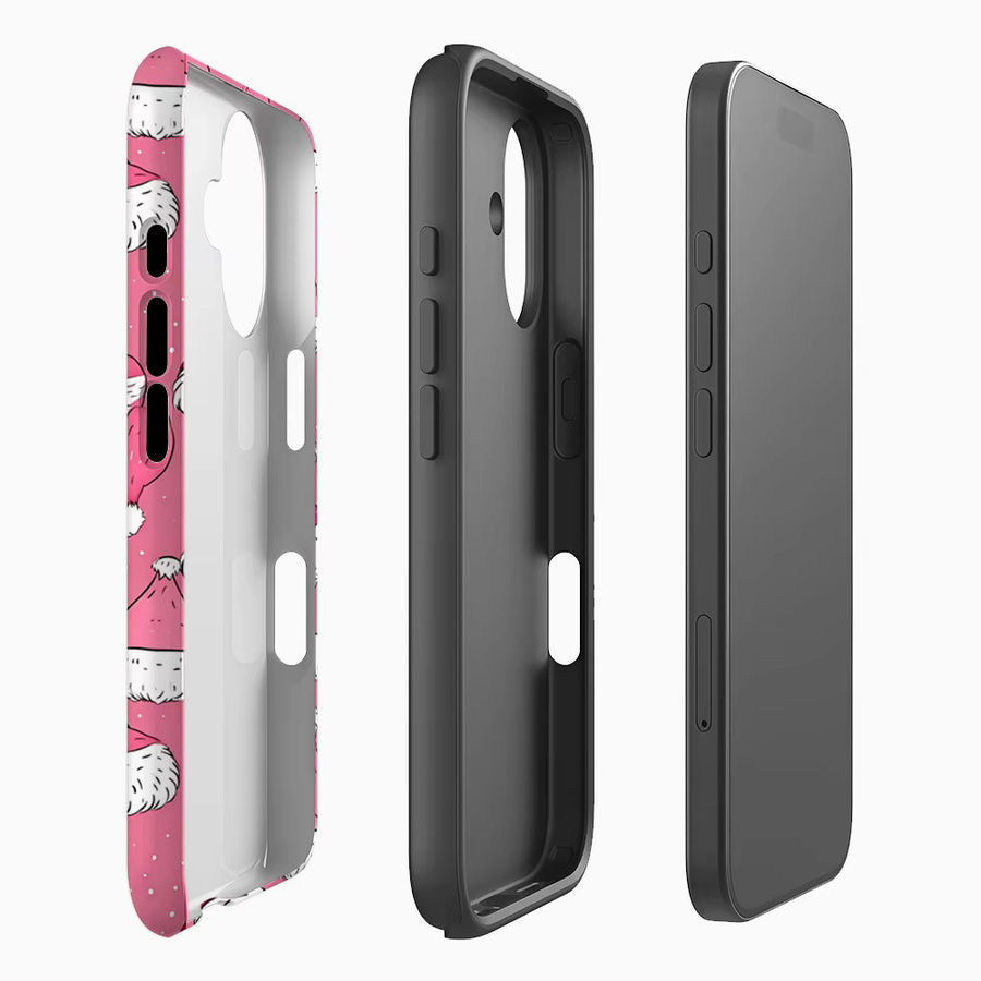 Rosa Handyhülle mit Weihnachtsmannmützen-Design für Apple iPhone 11 bis iPhone 17 Pro Max Plus mit doppelschichtiger Rückseite - Bild 2