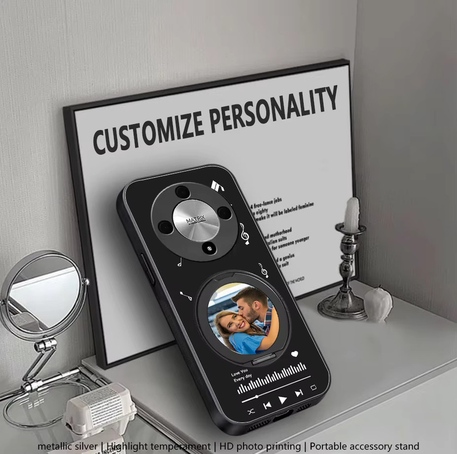 Personalisierte Handyhülle mit Metallhalterung für Honor Magic 8, Magic7, Magic6 Lite, Magic5 Pro und Magic4 Ultimate in Schwarz - Bild 4