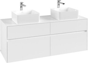 Villeroy & Boch Waschtischunterschrank Collaro für 2 Waschbecken, Weiß Matt, B/H/T: 140 x 50 x 54,8 cm - Bild 1