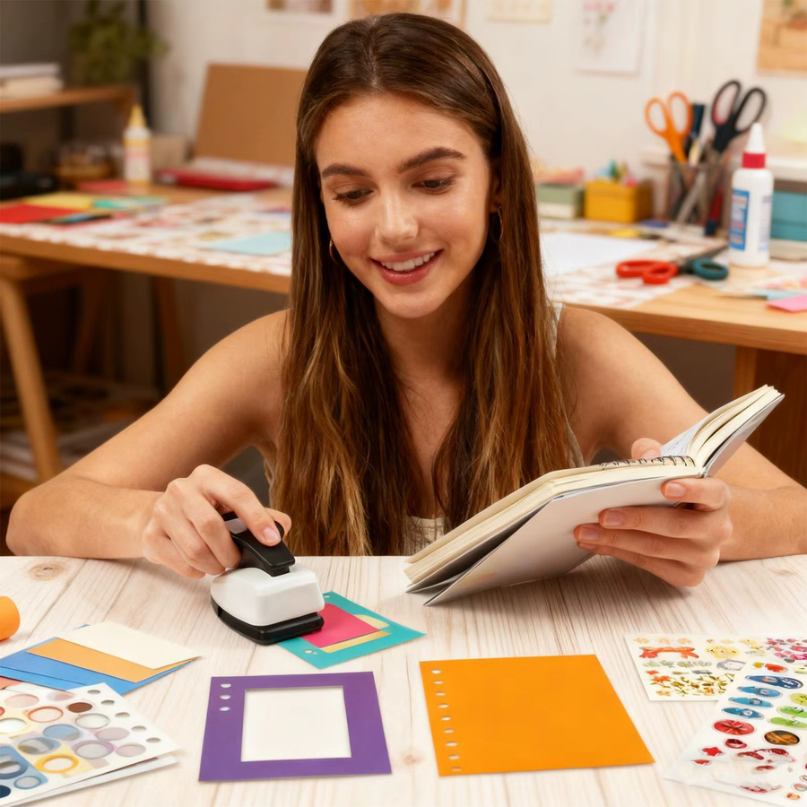 Quadratischer Lochstanzer für Papierhandwerk und Scrapbooking in Weiß - Bild 2
