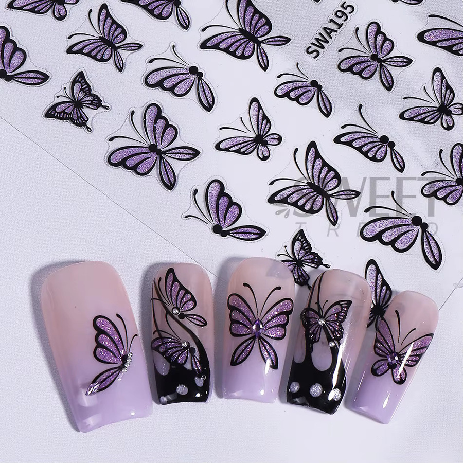 SWEET TREND Nagelsticker, Schmetterling, Glitzer, 4 Stück, Unisex - Bild 3