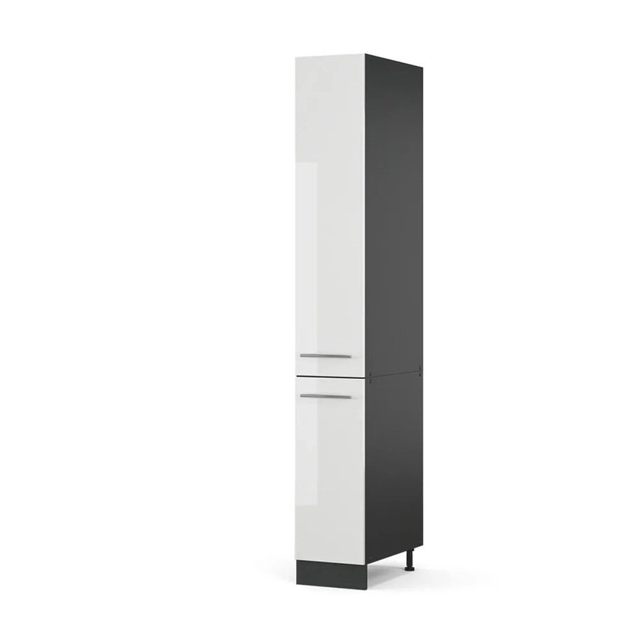 Vicco Apothekerhochschrank Fame-Line Küchenschrank Weiß Hochglanz Anthrazit B/T/H: 30 x 58 x 206,8 cm - Bild 2
