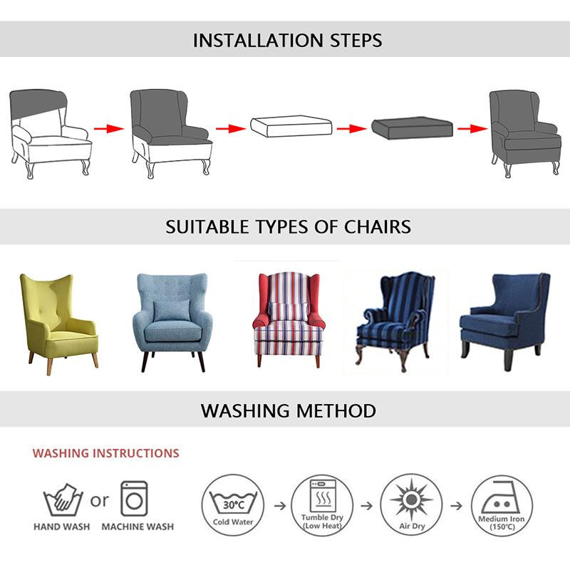 YZFZP Bedruckter Ohrensesselbezug aus Stretch-Spandex in modernem Design, waschbarer Sesselbezug für Relax-Sofas und Kissenbezüge - Bild 3
