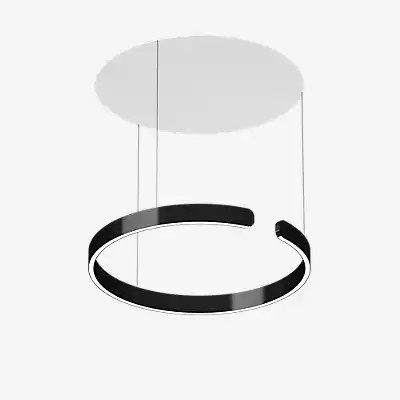 Occhio Mito Sospeso 60 Variabel Up LED Pendelleuchte in Black Phantom mit weißem Lederbaldachin - Bild 1