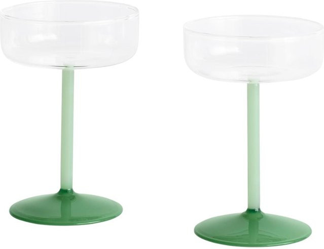HAY Tint Coupe Glas 2er Set Champagne Flute in Pink und Green, spülmaschinenfest - Bild 1