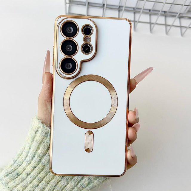 Magnetisches kabelloses Ladecase für Samsung Galaxy S26 S25 S24 S23 S22 S21 Ultra Plus mit TPU-Weichhülle in Beige - Bild 1