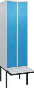 C+P Doppelstock-Spind Classic PLUS Sitzbank mit 2 Abteilen und Zylinderschloss, B/T/H: 212 x 60 x 81,5 cm - Bild 1