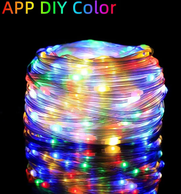 Guillermo RGB LED Feenkette mit Bluetooth und App-Steuerung, bunte USB Umgebungslichtkette für Weihnachtsbaum, Treppe und Vorhang Deko - Bild 1