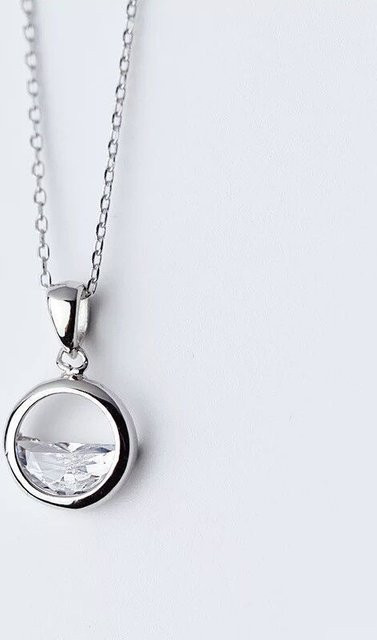 Halskette 925 Sterlingsilber, Diamanten, U-förmig, Unisex - Bild 1