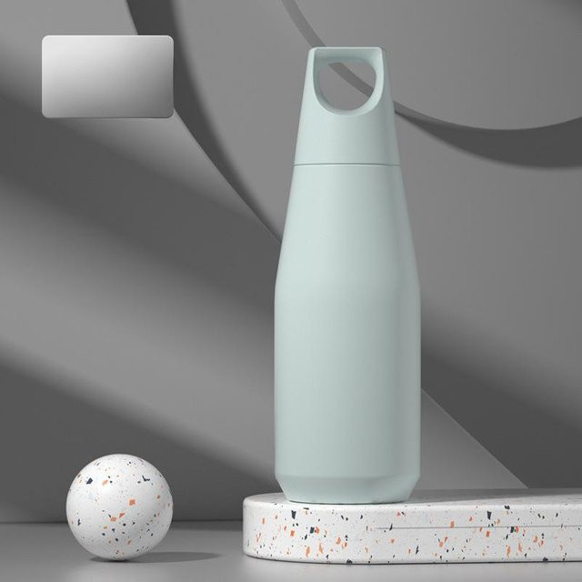 Yiran Furniture Konische Thermosflasche aus Edelstahl mit Griff und großer Öffnung, Vakuum-Isolierbecher für Sport und Outdoor, 580 ml, Schwarz, Blau, Weiß - Bild 1
