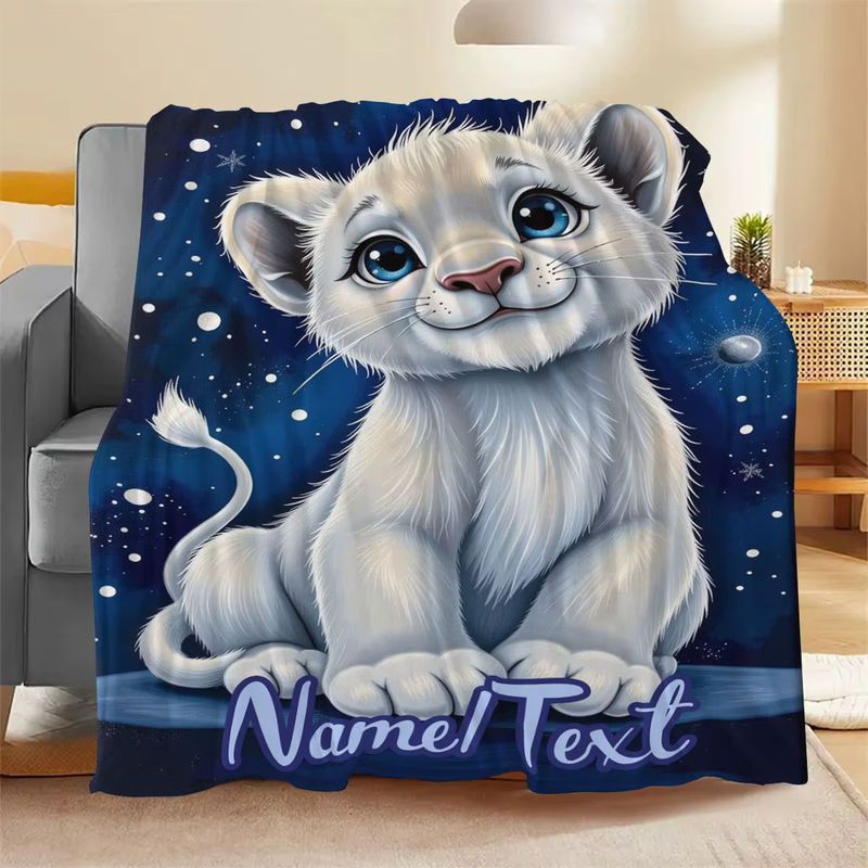 ZIZ Flanell-Decke mit individuellem Text in Blau für Camping, Strand und Wohnzimmer - Bild 6