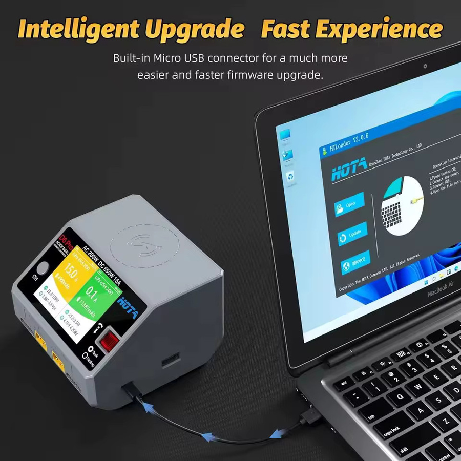 HOTA D6 Pro AC Smart Batterie Ladegerät und Entlader in Grau mit 200W AC und 2x325W DC für LiPo RC Drohnen Ersatzteile - Bild 4