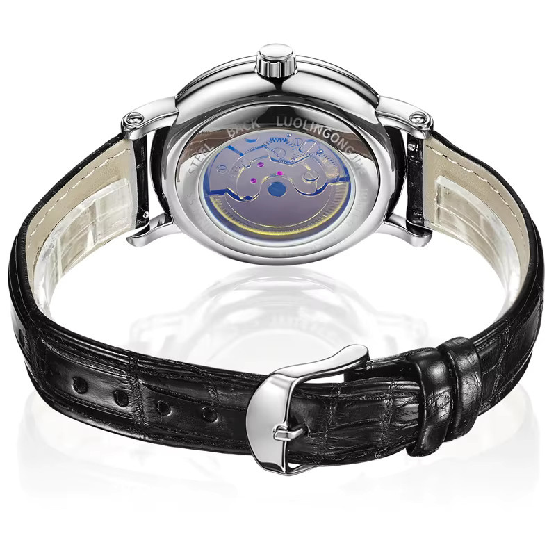 LUOLINGONGJUE Armbanduhr Automatik, Edelstahl, Leder, Herren - Bild 2