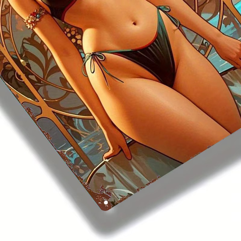Retro Metallschild Hello Young als abstrakte Wanddekoration, Mehrfarbig, B: 20,32 cm x H: 30,48 cm - Bild 3