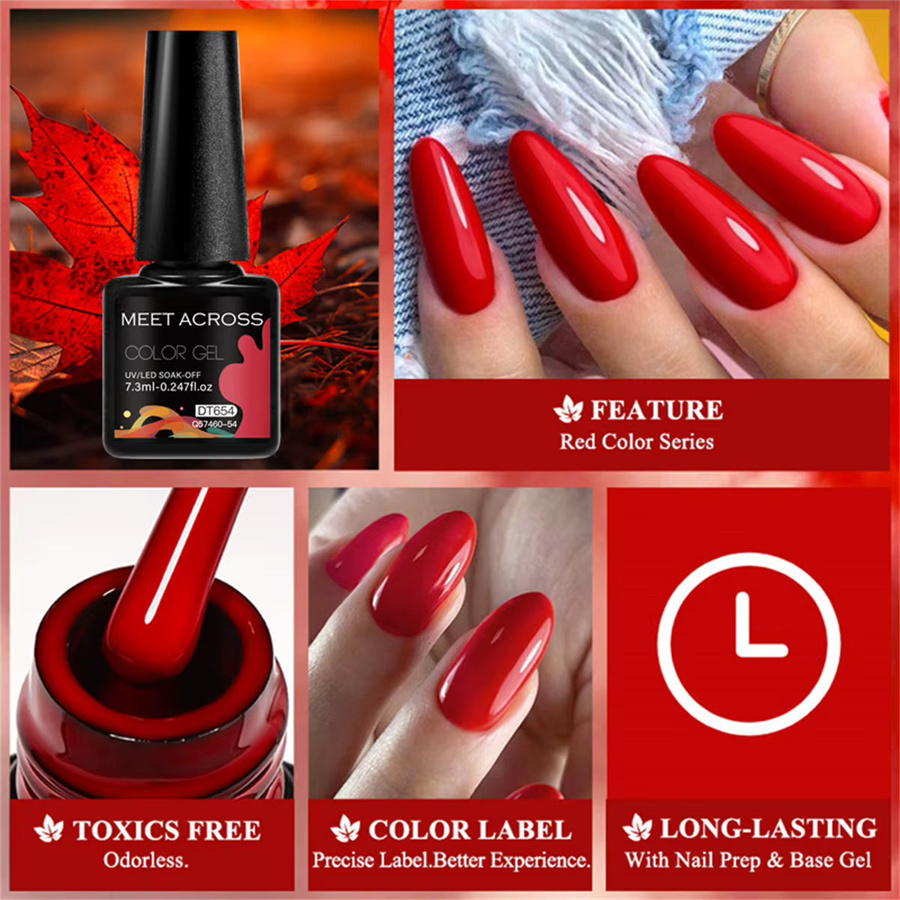 MEET ACROSS Gel-Nagellack-Set, 8-teilig, 7,3 ml, glänzend, HEMA TPO frei - Bild 2