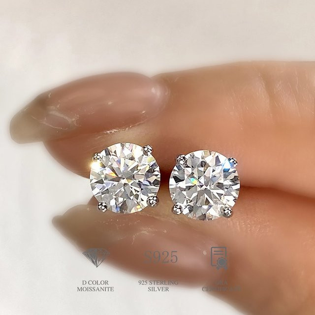DW Ohrstecker, 925 Silber vergoldet, Moissanit, Brillant, Damen - Bild 1