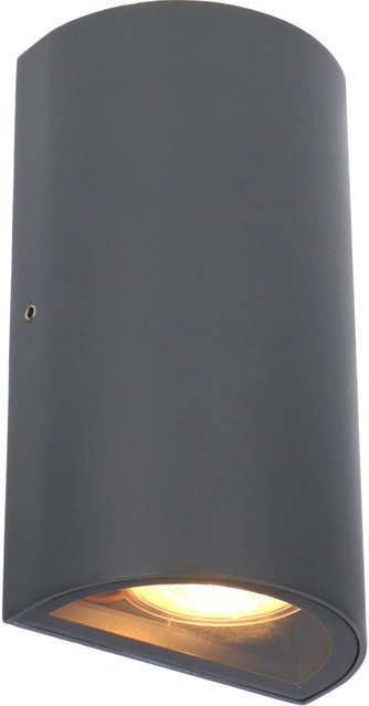 LED's light Außen-Wandleuchte Halbrund in Schwarz, 2-flammig mit Up-Down-Lichteffekt, B/T/H: 9 x 5,5 x 16 cm - Bild 1