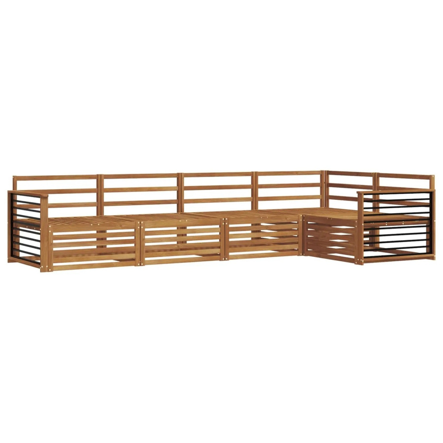 vidaXL Outdoor-Sofagarnitur 5-teilig aus Massivholz Akazie in Natur Braun, L-Form mit Ecksofa und Mittelsofas - Bild 2