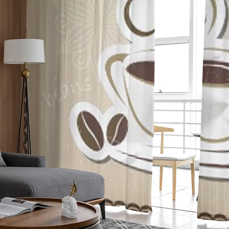 Super Six Transparentes Tüll-Vorhang Icon Kaffeetasse in Beige, Breite: 135 cm, Höhe: 114 cm - Bild 2