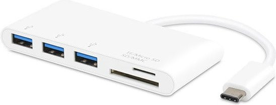 Vivanco USB Type-C Cardreader und HUB in Weiß mit USB 3.0 Anschlüssen - Bild 1