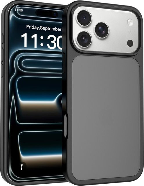 Stoßfeste matte Schutzhülle von NYFundas für iPhone 17 Pro Max, 16, 15, 14, 13, 12 – Schlanke Handyhülle mit harter Rückseite in Schwarz oder Orange - Bild 1