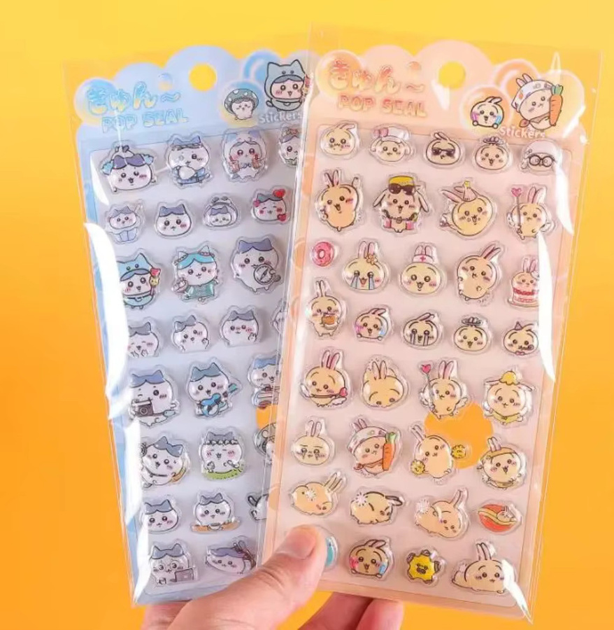 Kawaii 3D Relief-Sticker mit Cartoon-Motiven in Multicolour zur Dekoration von Notizbüchern und Handkonten - Bild 1