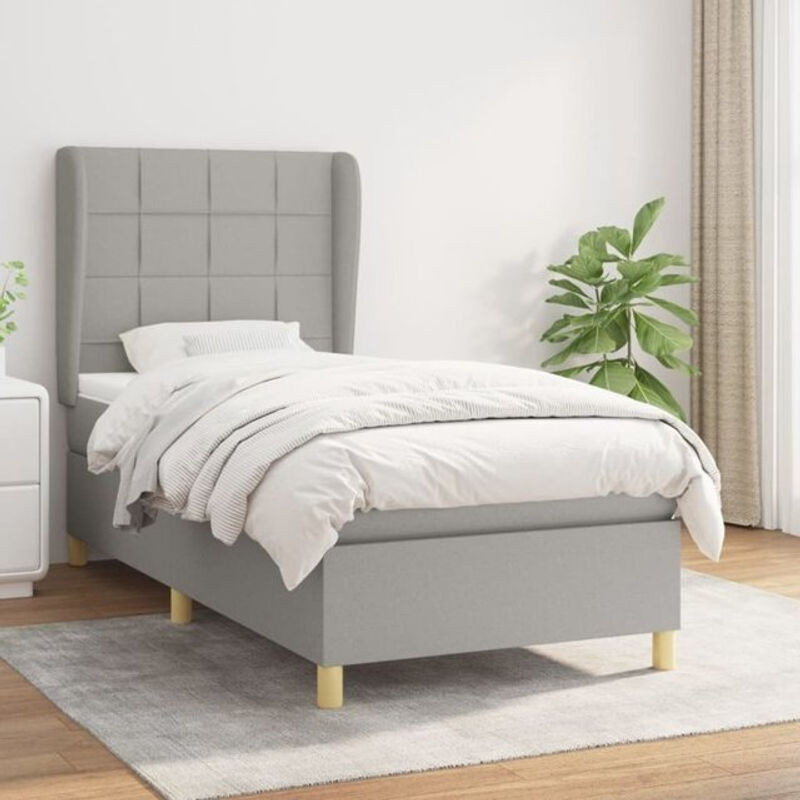Vidaxl Boxspringbett mit Matratze in Grau aus Stoff und Massivholz B/T/H: 80 x 200 x 118 cm - Bild 1