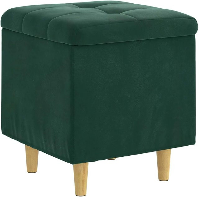 vidaXL Aufbewahrungsottomane aus Samt in Dunkelgrün, gesteppter Cube für Wohnzimmer, Schlafzimmer oder Flur, B/T/H: 40 x 40 x 45 cm - Bild 1
