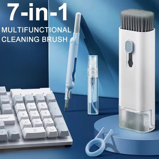 7-in-1 Computer-Tastatur-Reinigungsset in Schwarz mit Kopfhörer-Reinigungsstift und Tastenkappen-Abzieher für Telefon und Headset - Bild 1