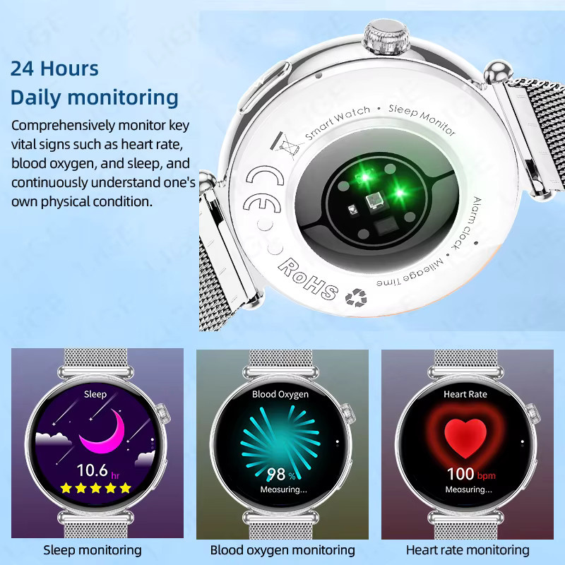 LIGE Smartwatch für Damen in Silber mit AI-Diagnose für Lipidwerte, Harnsäure und Menstruations-Gesundheitstracker sowie Herzfrequenzmessung - Bild 4