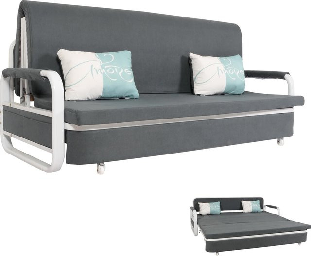 Schlafsofa MCW M83 mit Schlaffunktion und Bettkasten in Dunkelgrau, B/T/H: 190 x 185 x 71 cm - Bild 1