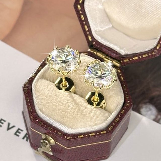 Lnngy Moissanit-Ohrstecker, 14 Karat Gold gefüllt, Damen - Bild 1