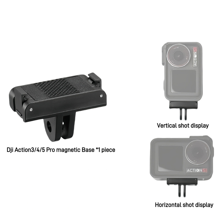 Magnetischer Adapter-Halter für DJI Action 5 Pro und Action 4, Schnellwechsel-Halterung für DJI Osmo Kameras, Stativ-Adapter und Selfie-Halterung, Schwarz - Bild 2