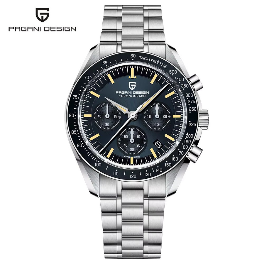 PAGANI DESIGN Chronograph, Edelstahl, Quarz, Saphirglas, Herren, Schwarz - Bild 7