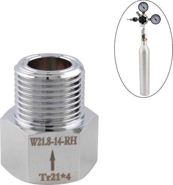 Soda Stream Zylinder Adapter Tr21-4 zu W21.8-14 Konvertierung für CO2 Tanks in Silber - Bild 1