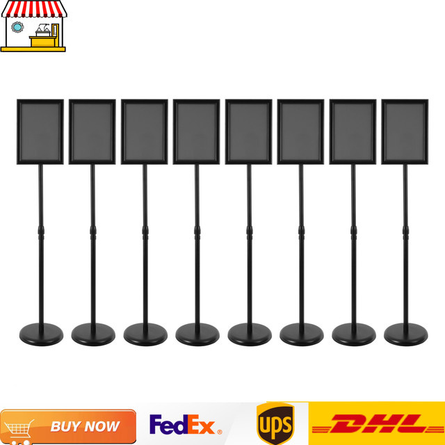 8er Set A4 Sockel Schilderhalter aus Metall in Schwarz und Silber, höhen- und winkelverstellbare Präsentationsständer für Werbekarten und Poster - Bild 1