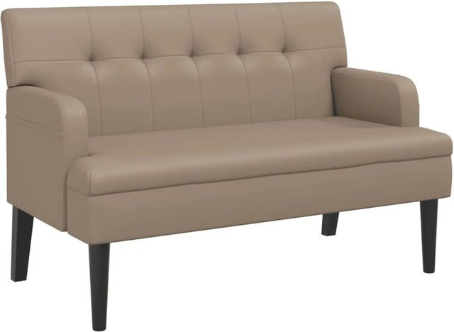 vidaXL Sitzbank mit Rückenlehne in Cappuccino, Farbe: Beige/Braun, Material: Kunstleder und Massivholz, B/T/H: 112 x 65,5 x 75 cm - Bild 1